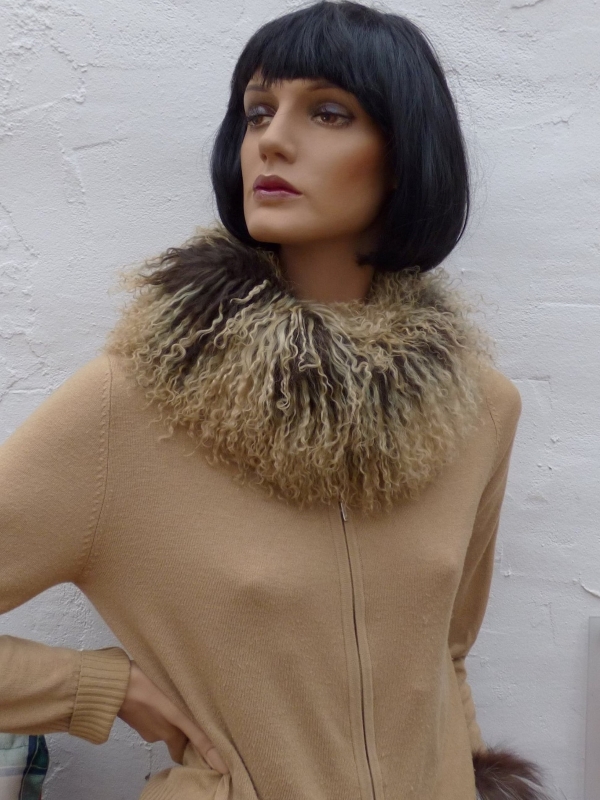 Tibetlamm-Loop multicolor beige